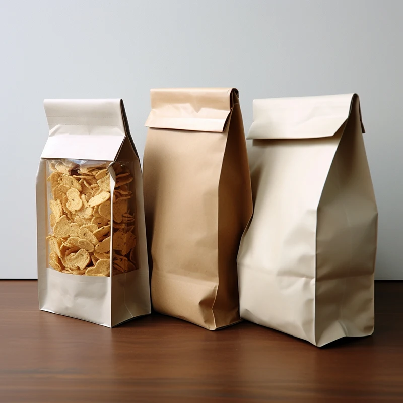 Custom Printed Logo Eco-Friendly Recycled Brown Kraft Paper Bag for Food Storage and Bread Premium Paper Bags