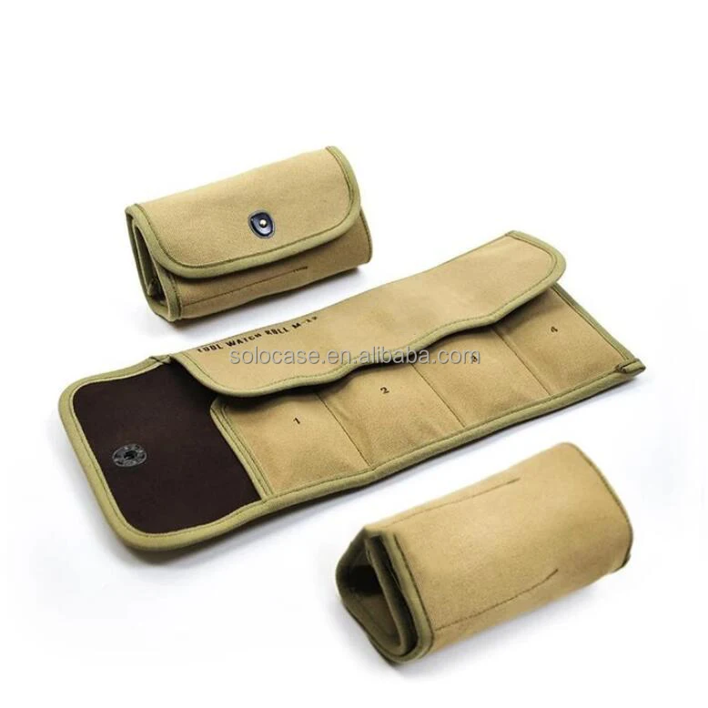 Canvas Travel Watch Roll Organizer Case