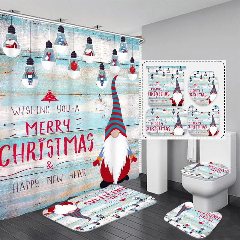 Домашний декор, недорогая Рождественская занавеска для душа в ванную комнату, 4 шт., прозрачная Роскошная занавеска для душа 3D