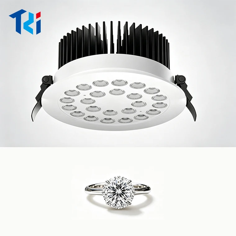 Customized Color Temperature Remote Control 24W, 48W LED Rotating Jewelry Display Light for Jewelry Cabinet Brand Watch Cabinet
