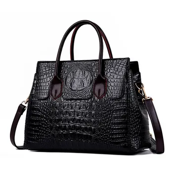 Vintage style pu leather women hand bags luxury ladies shoulder clutch crocodile tote bag