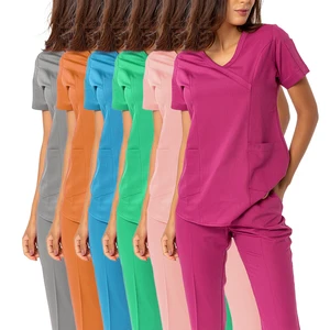 Custom Woven Scrubs Fashionable Hospital Jogger Women Scrub Sets Uniforms