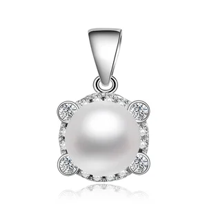 European Style Fashion 925 Sterling Silver Pendants 3A Cubic Zirconia Freshwater Pearl Mounting Pendant