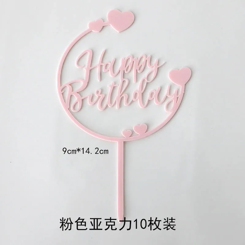 Confezione da 10 Pezzi di Decorazioni per Torte in Acrilico Dorato con Scritta LOVE e Happy Birthday Personalizzabile
