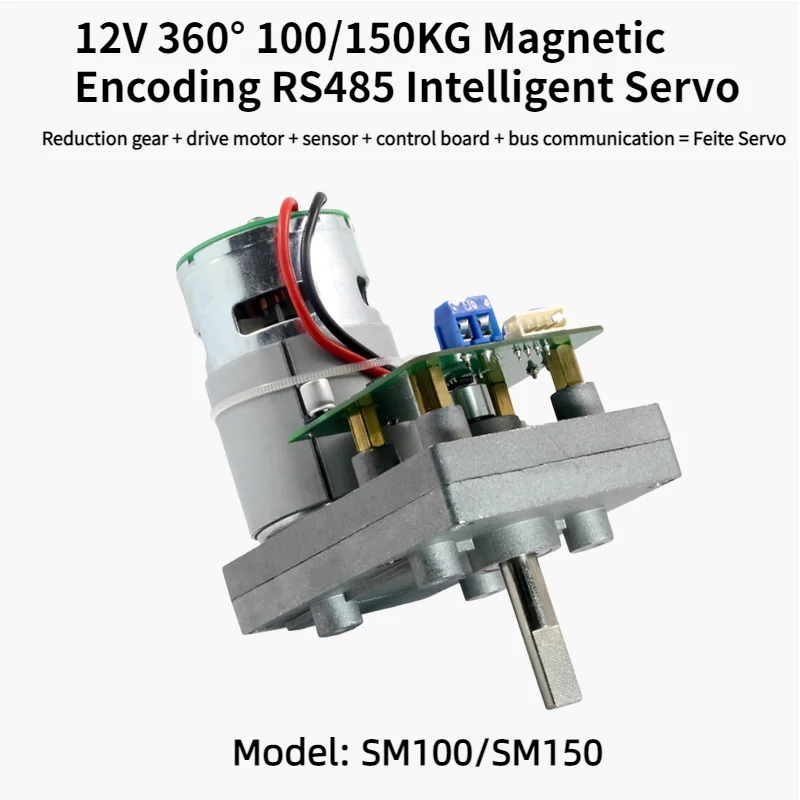 Feetech 100kg High Torque Serial Bus Servo SM100 100kg Torque Heavy Duty Giant Scale Brushless Industrial Servo for Robot Arm