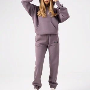 2023 Custom Women Tracksuit No Brand Thick Heavy Pullover Hoodie Set Jackets with Sweatpants for Portugal