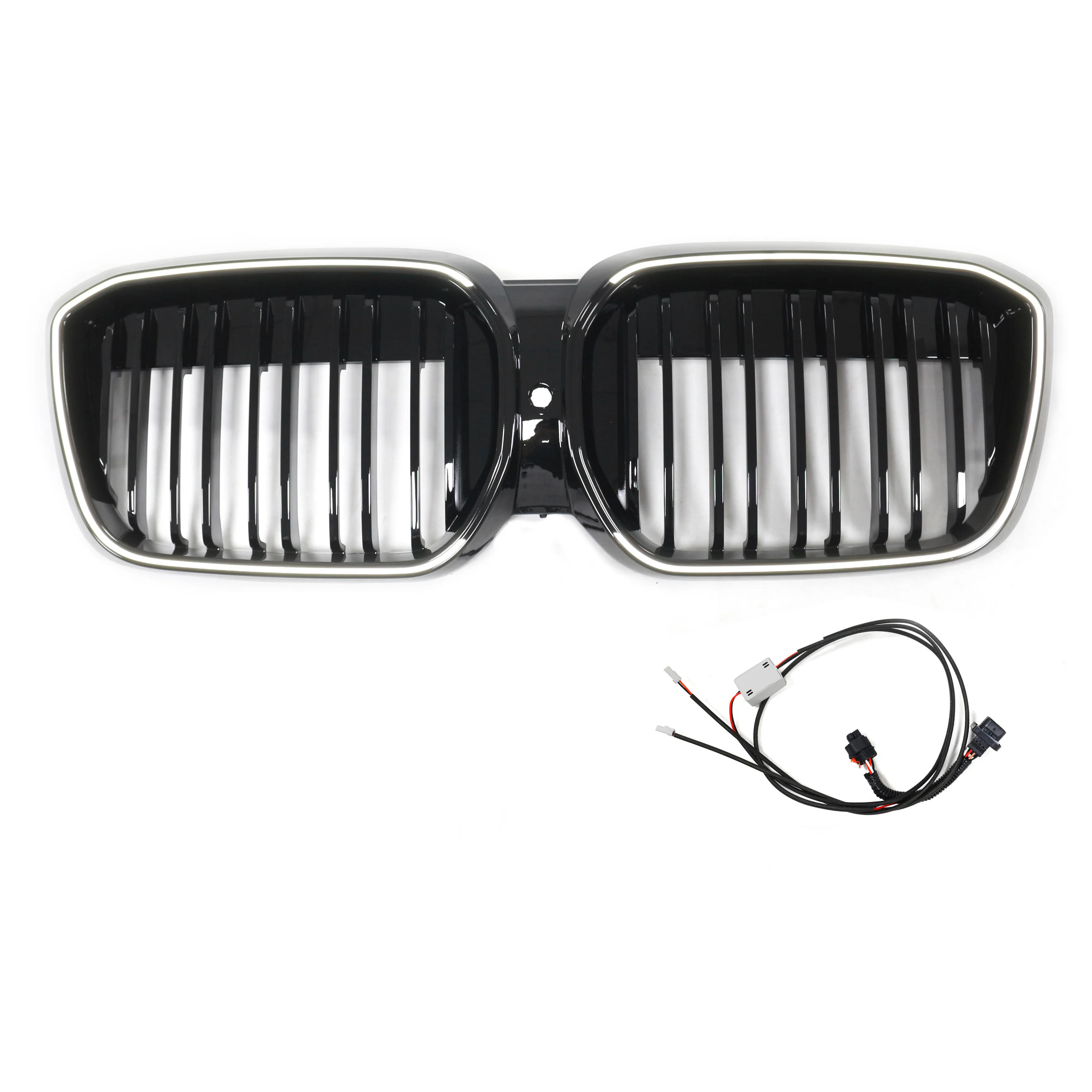 2020-2023 IX3 Body Kit Single Slat Gloss Black Front LED Kidney CentreGrill for BMW