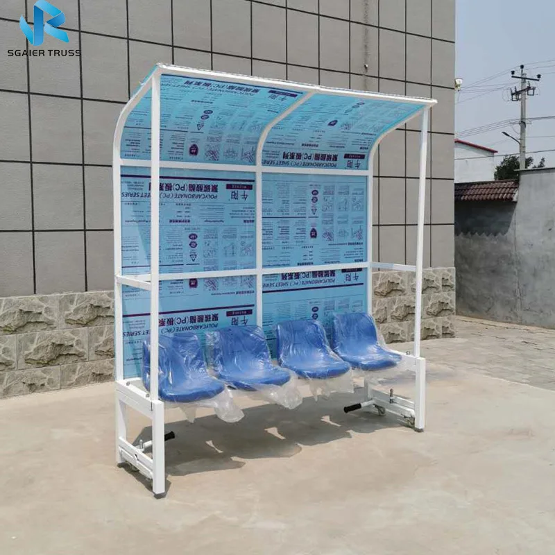 Sgaier Portable Steel/Aluminum School/Stadium/Soccer Substitute Bench Seat with Wheels Customizable Size