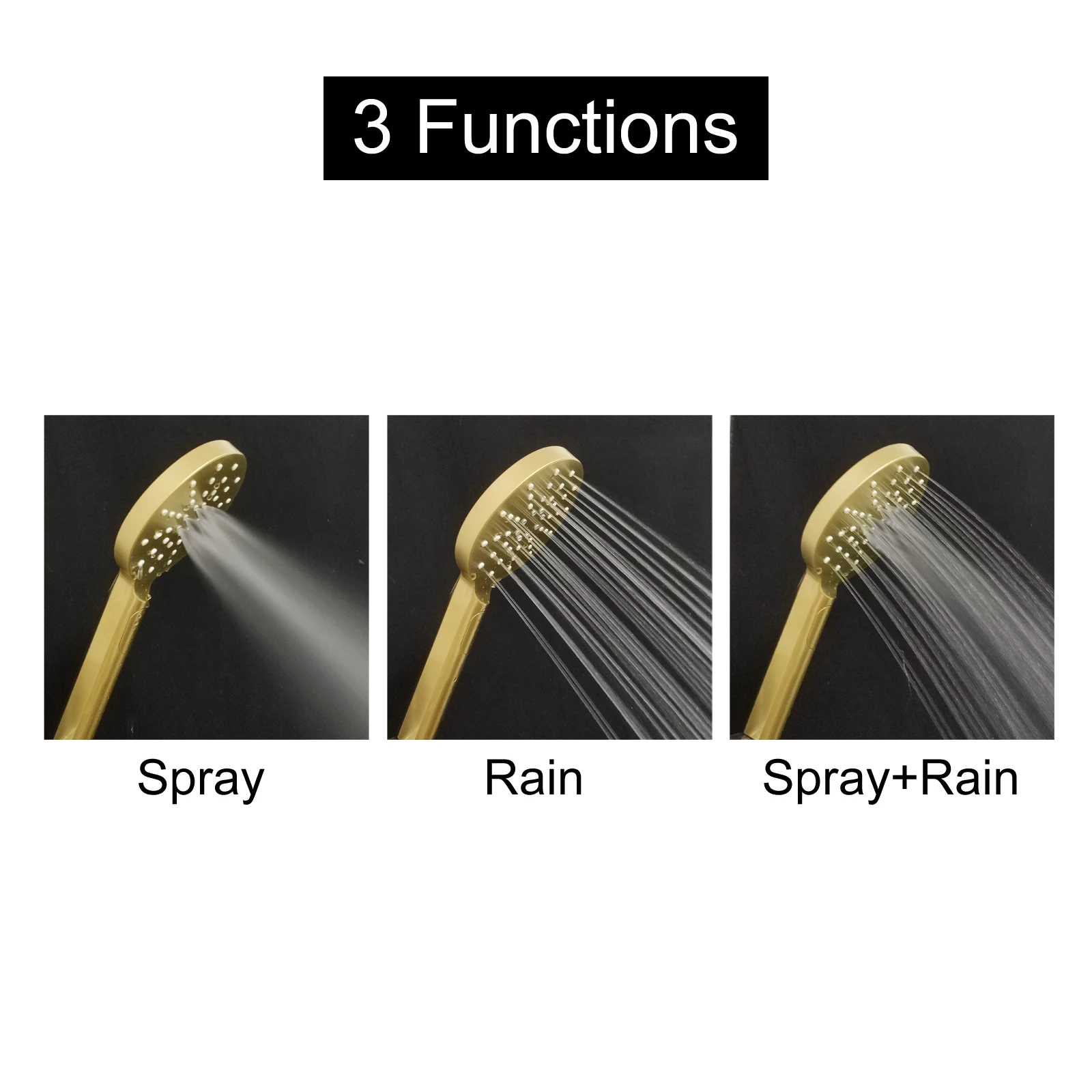 Multifunction Shower Head Handheld Shower Brushed Gold Bathroom Shower