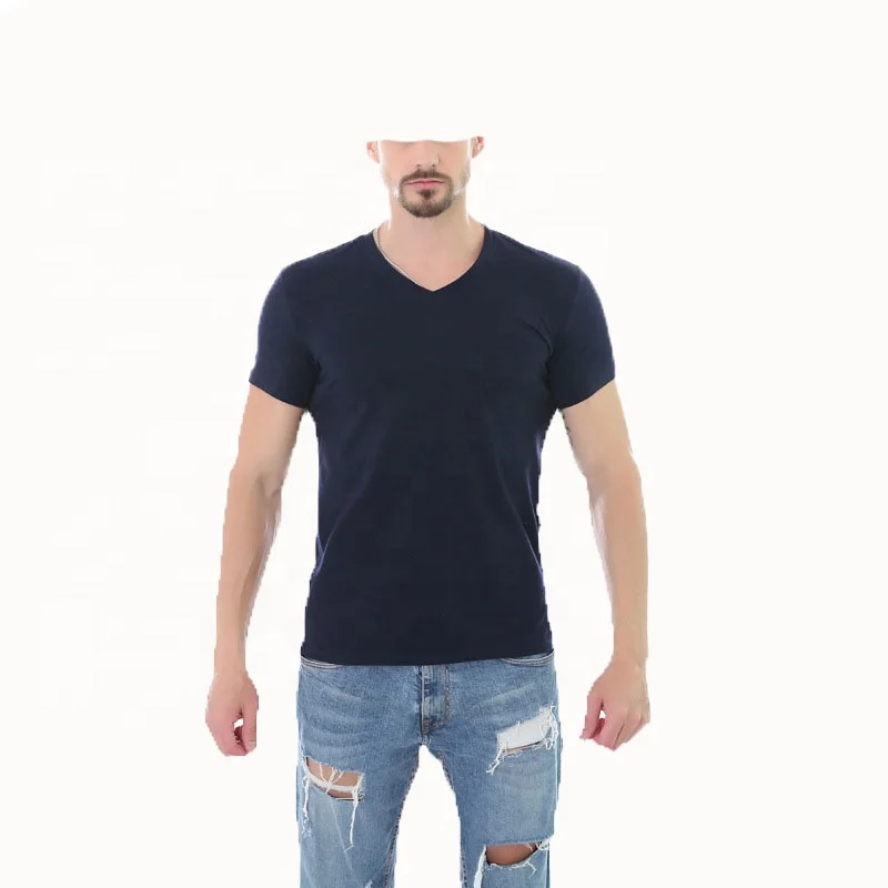 JL-82311 240GSM 65 Polyester 35 Cotton T Shirt Mens T Shirts Blank Slim Fit Burgundy Men V-Neck T-Shirts White Men