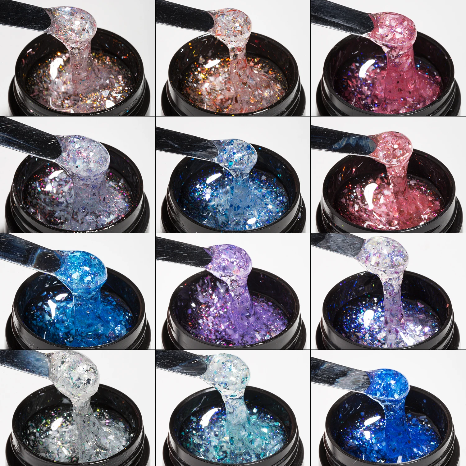 Caixuan 12 Цвет лак для ногтей 20g био-Гели Soak Off Гель Блестящий нейл-арта туманный свет строить