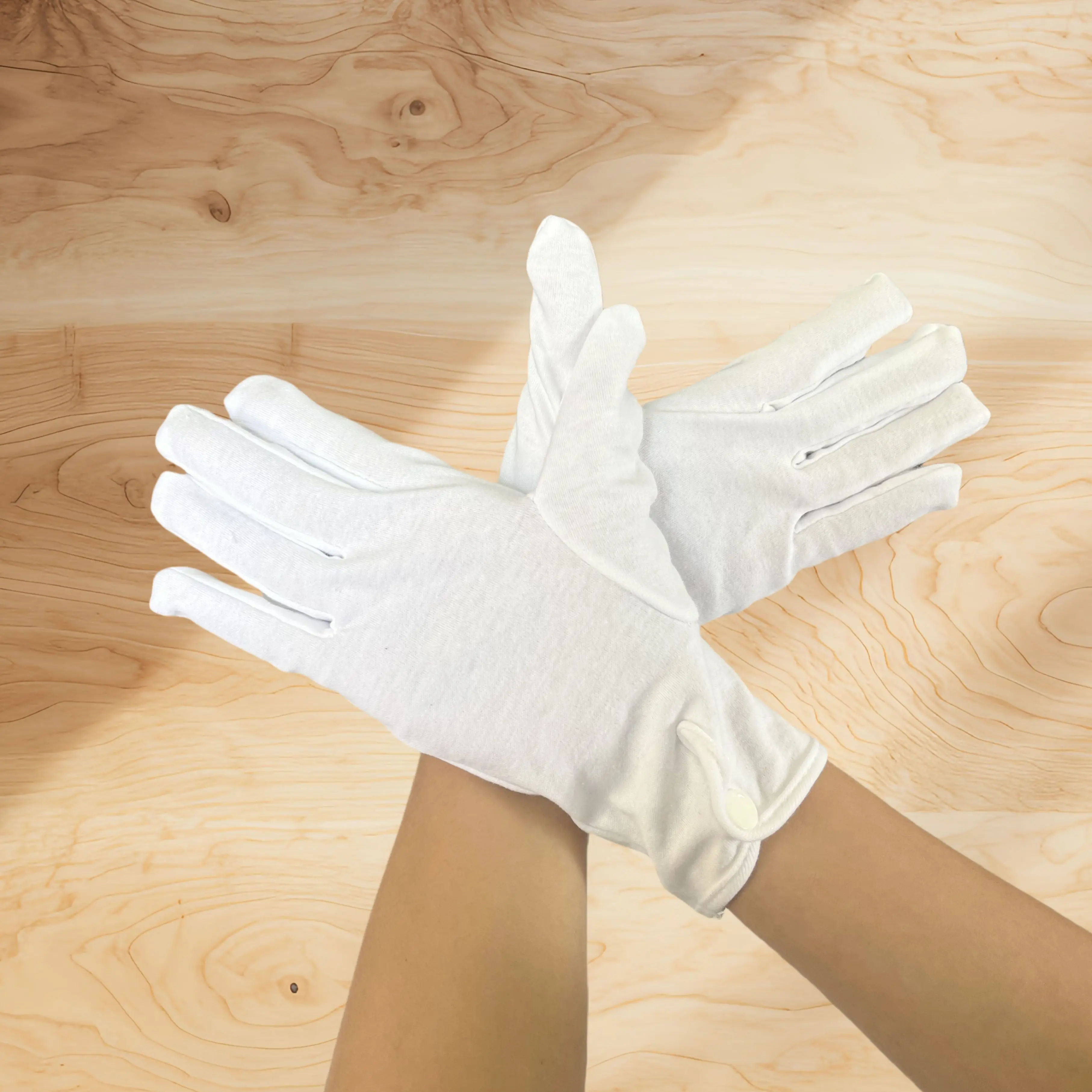 100% хлопчатобумажные перчатки с тремя сухожилиями Черный дорожный этикет церемониальные белые рукавицы