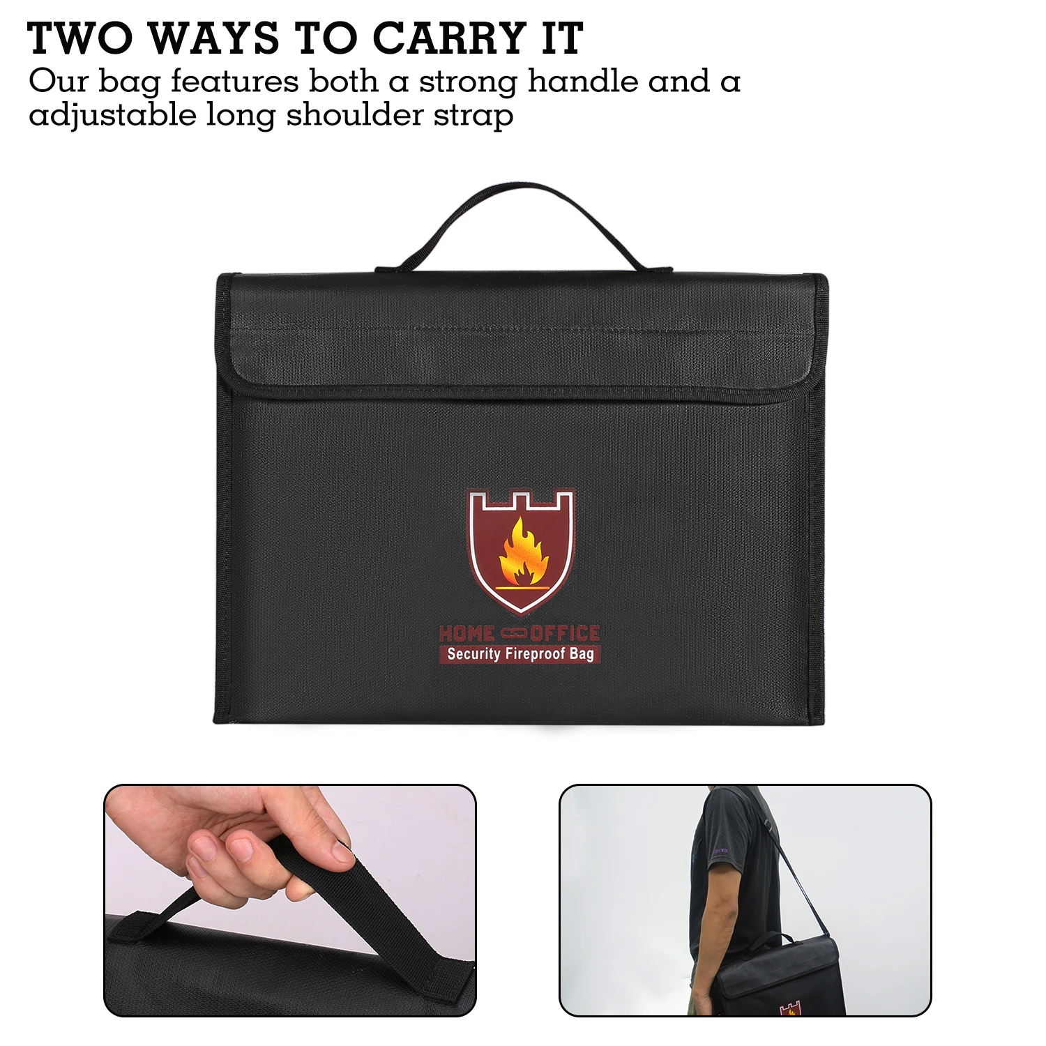 Fireproof Document Bags Portable Fire Safe Water Resistant Bag For