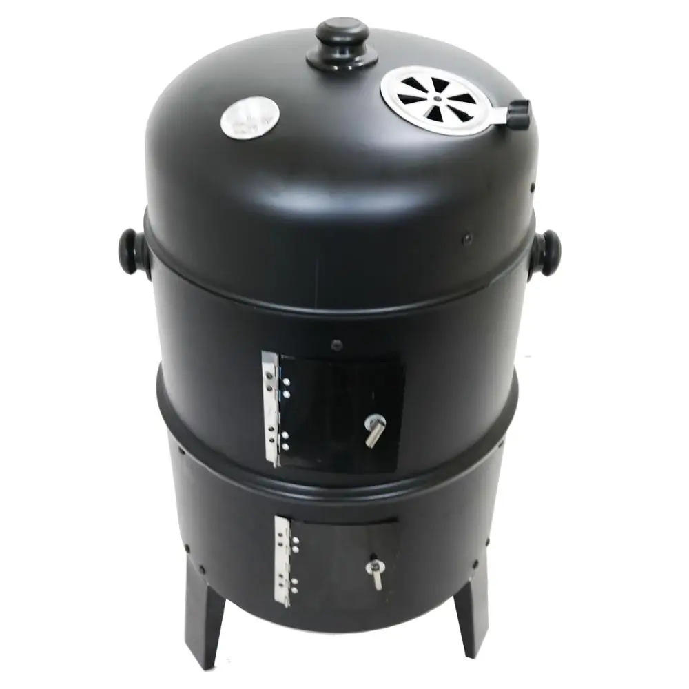 2024 Popular 3 in 1 Powder Coated Vertical Charcoal Smoker BBQ Grills for Cooking Patio