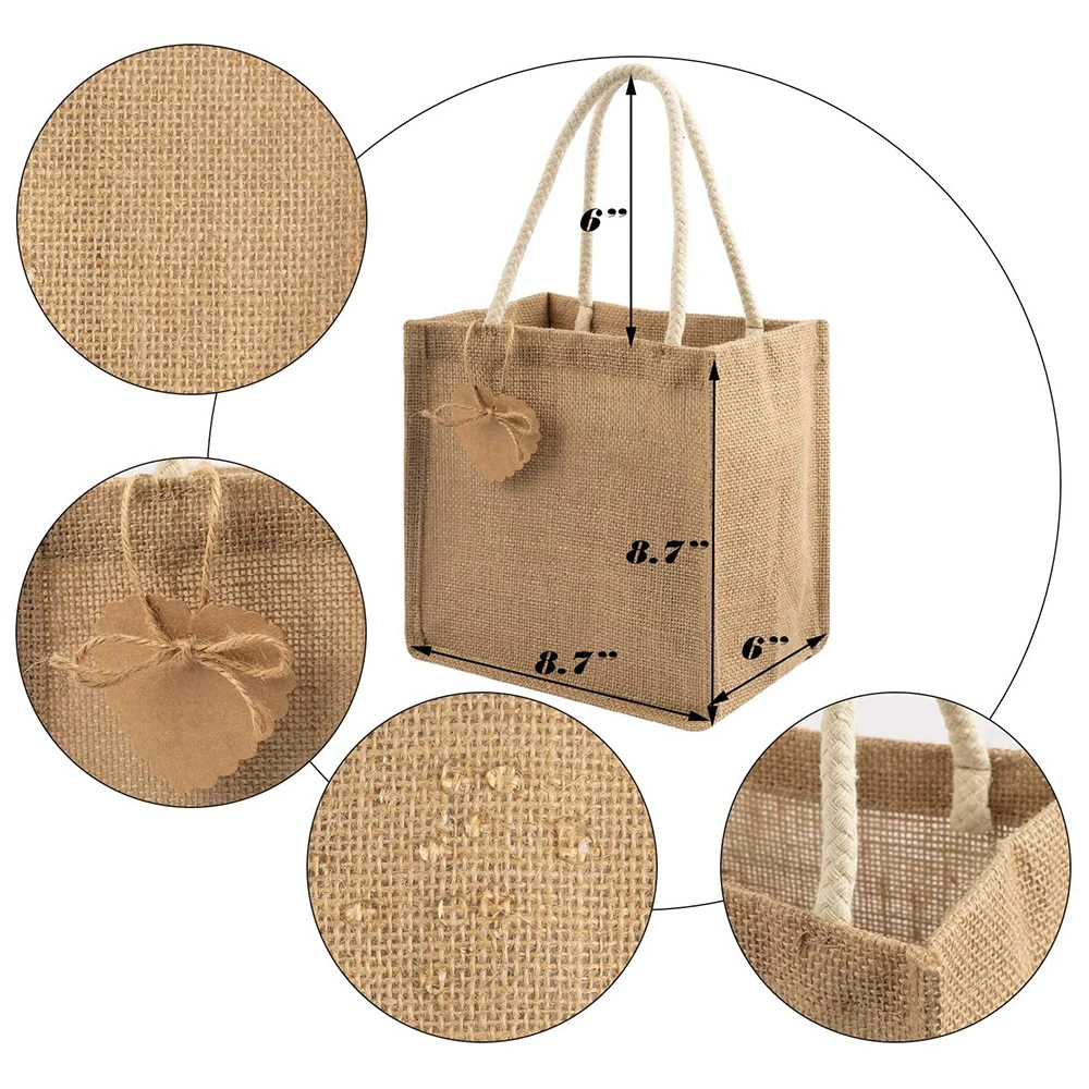 Customized Environment Friendly Jute Linen Handbag Beach Bag Shopping