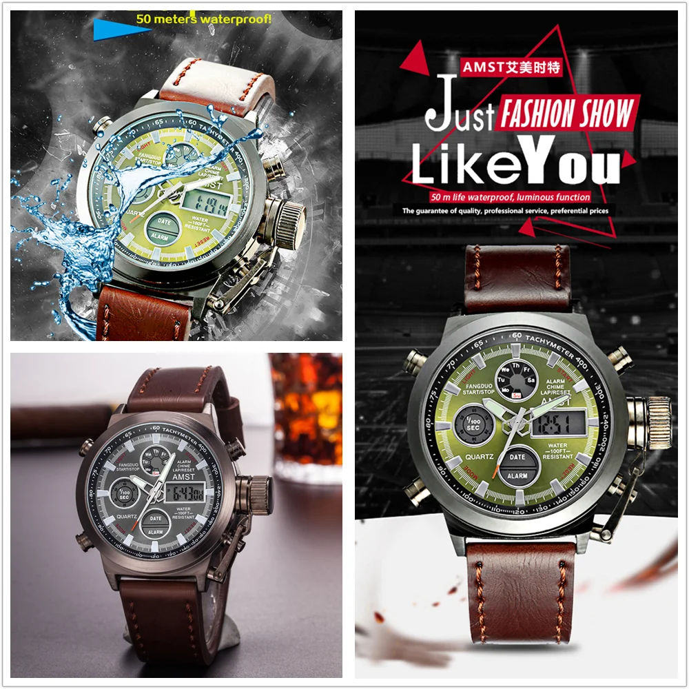 AM3003 Fashion Casual Men Electronic LED Multifunctional Digital