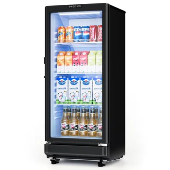 Commercial 27.1 Cu.Ft Beverage Refrigerator LED Lighting 10 Adjustable Shelves Glass Door Display for Cafe Store Merchandiser
