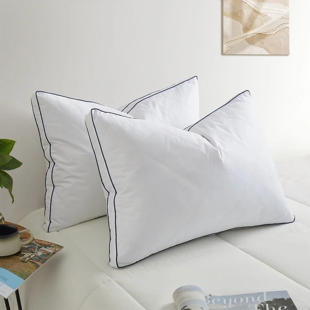 Bed Pillow 100% Cotton Fabric 95% Goose Feather 5% Goose Down Gusseted Hotel Collection Pillow for Sleeping