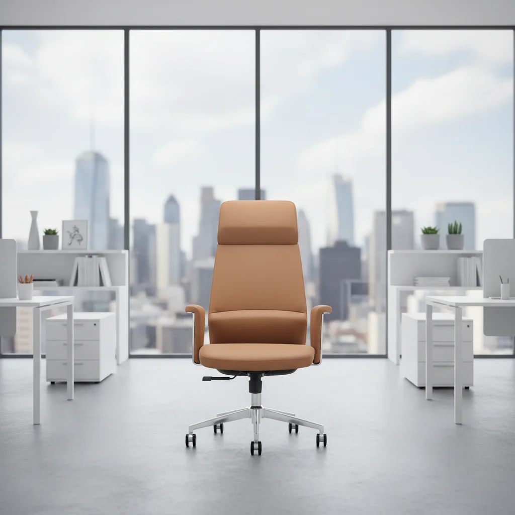Luxury Headrest Executive Chair PU Leather Armrests Telescopic Height Adjustment Office Upgrade 4