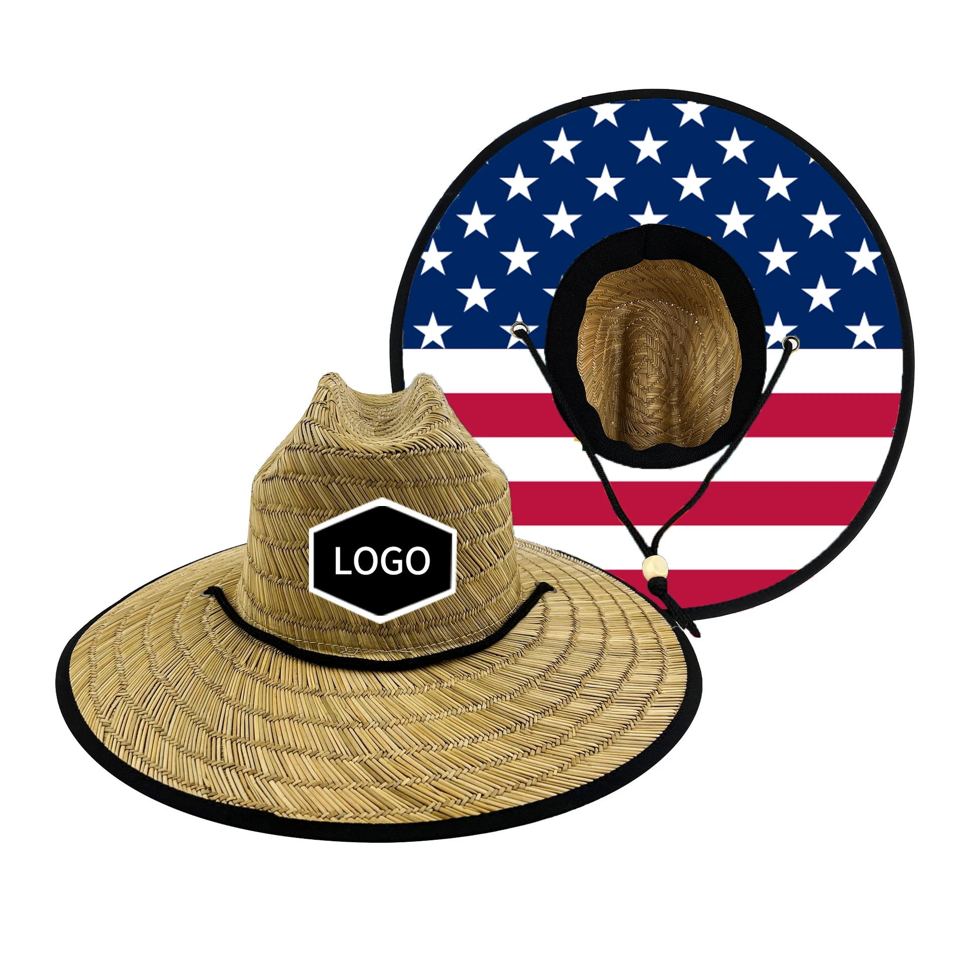 Bulk Buy China Wholesale Custom Logo Hollow Sun Straw Hats American Hat Big  Brim Oem Surfing Lifeguard Natural Brand Summer Beach Women Men $2.39 from  Fujian U Know Supply Management Co., Ltd