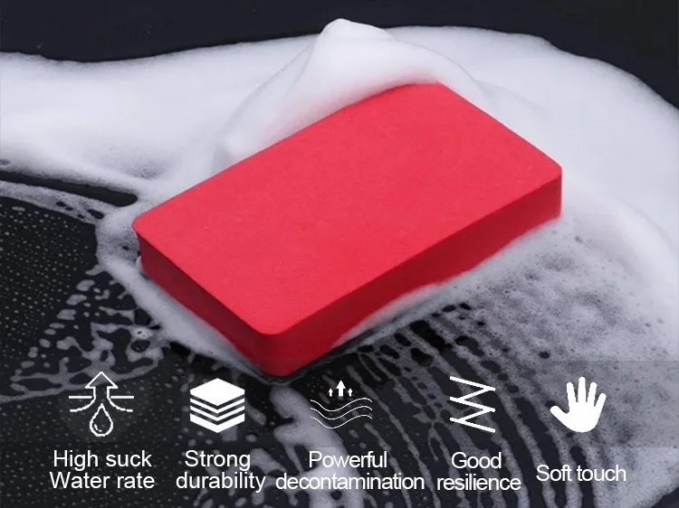 Car Wash Ceramic Coating Sponge Nano Magic Black Red Clay Microfiber Car Sponge Cleaner