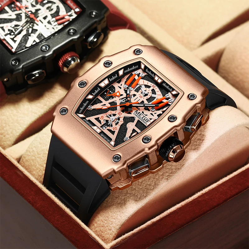 Relojes Hombre Megir 2218 Original Brand Luxury Men Wrist Quartz Watch New  Fashion Silicone Chronograph Watches