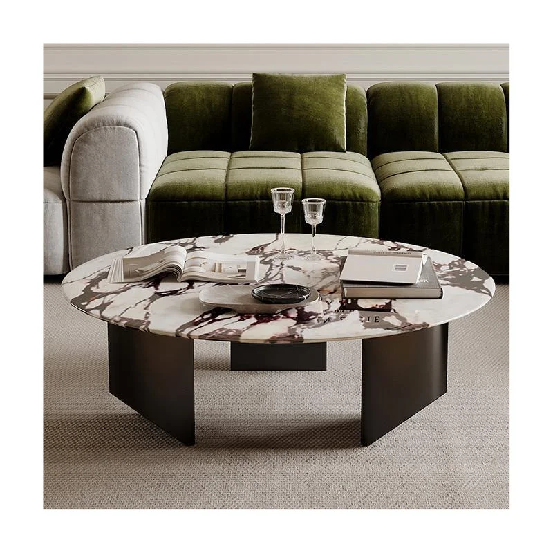 Италианска съвременна люкс масичка за кафе от камък, минималистична, от естествен мрамор, с форма на скален плоча, за дневна в дома, леко люкс оформление за апартамент