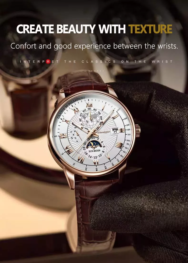 Fashion 2023 New Poedagar 908 Reloj Leather Mens Luxury Business Quartz ...