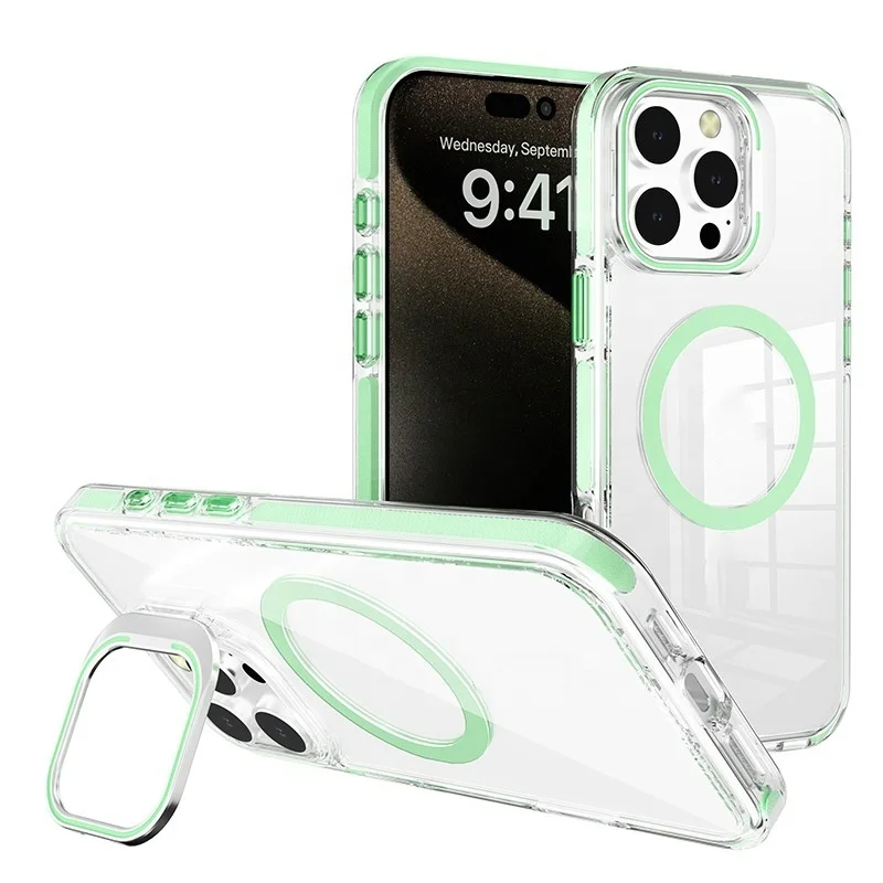 Phone Case With Magnetic Invisible Stand For Iphone 16 15 14 13 12 11 Plus Pro Max Drop Protection Clear Slim Back Cover