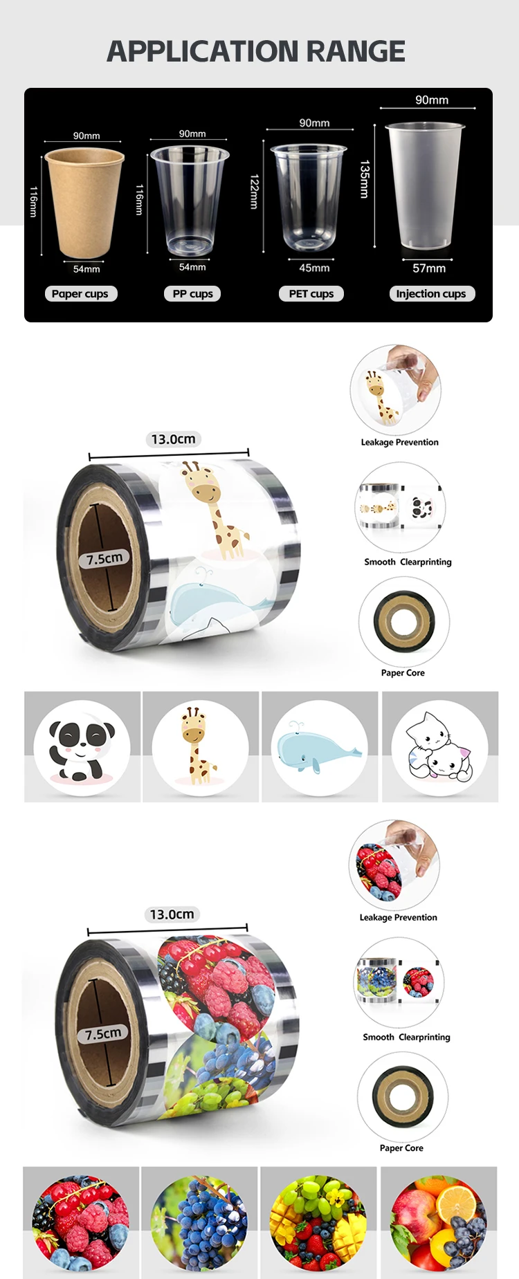 Transparent Plastic Wrapping Stretch Film Milk Juice Bubble Tea Lid