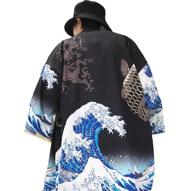 Ethnic Clothing Men Yukata Traditional Cosplay Long Kimono Japanese Samurai  Anime Streetwear Black Striped Print Cardigan From Halunku, $46.86
