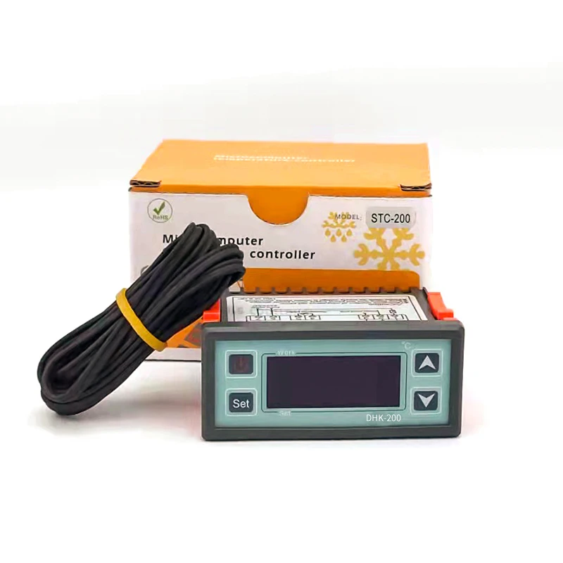 STC-200 Digital Temperature Controller Sensor Cooling Heating Compressor Defrost Delay Alarm OEM Refrigeration Freezer Plastic