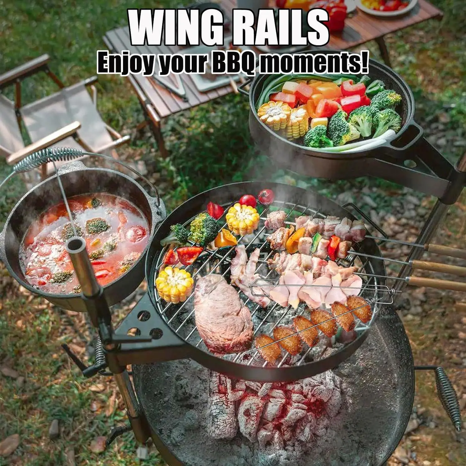 Wholesale Customized New cross-border wing rails grilling outdoor barbecue forks grills and BBQ tools factory