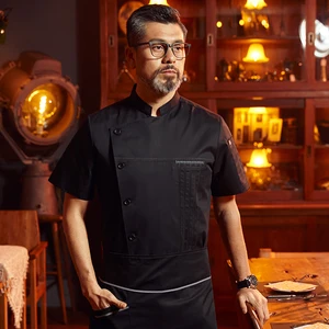 Zhenyao High-End Autumn Winter Chef Work Clothes Men's Short-sleeved Hotel Restaurant Aprons Breathable Restaurant Bar Uniforms