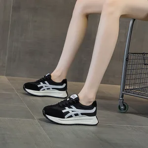 Matte leather Agan shoes for women, spring and summer thick sole 5CM retro casual fashion sports women's shoes