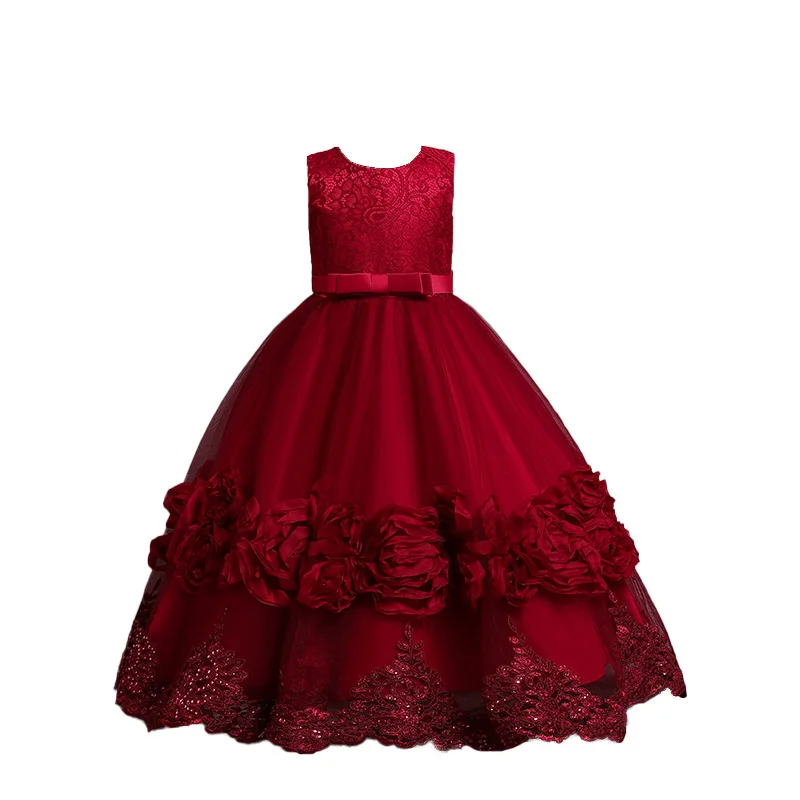 Best Selling  Ruffle Red Pleated Pearl Beaded Long Fluffy Ball Gown   HOUSE OF CLAIRE