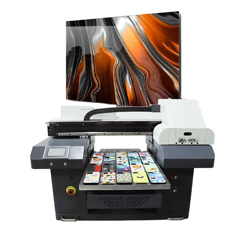 Jucolor High Speed A2 UV Printer with Embossed and Glossy Printing on Metal Wood Acrylic