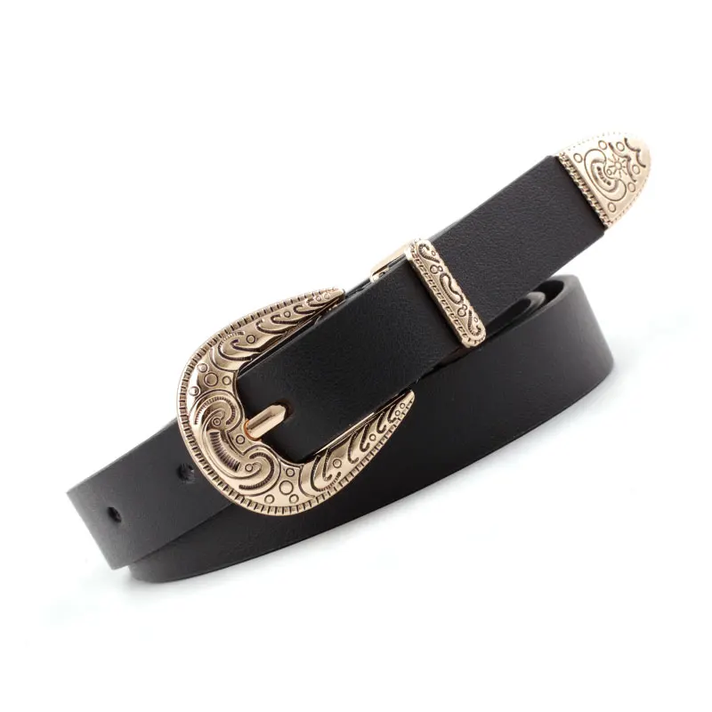 1pc Women Scroll Detail Letter Decor Geometric Buckle Vintage Belt With  Punch Tool For Daily Decoration