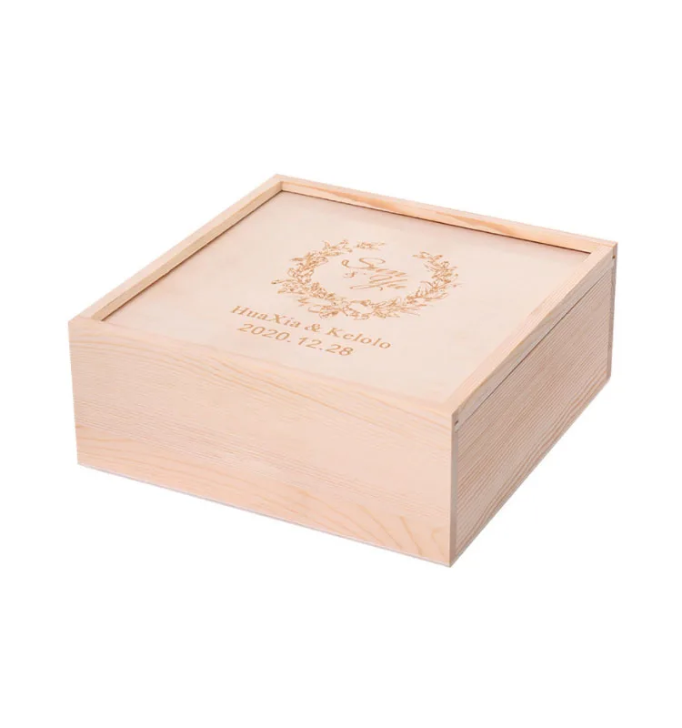 Unfinished Pine Wood Gift Box Storage Box Wooden Wedding Package Gift