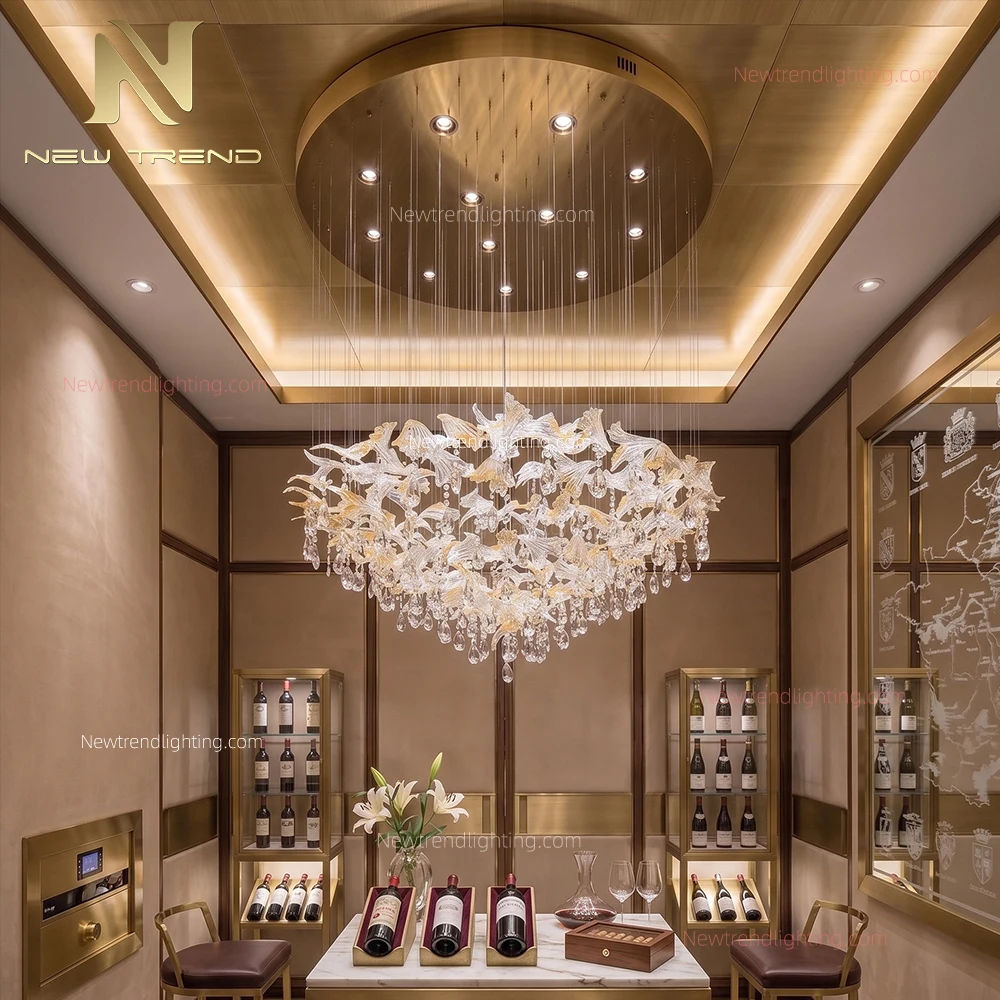 CPL-518 Custom Luxury Architectural Ceiling Chandelier: Bespoke Flush Mount LED Lighting Manufacturer for High-End Villas