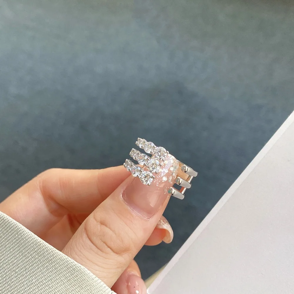 S925 Sterling Silver Niche Ins Fashion Light Luxury Rattan Wrap Women's Snake-Shaped Ring Lab Diamond Silver Fine Ring