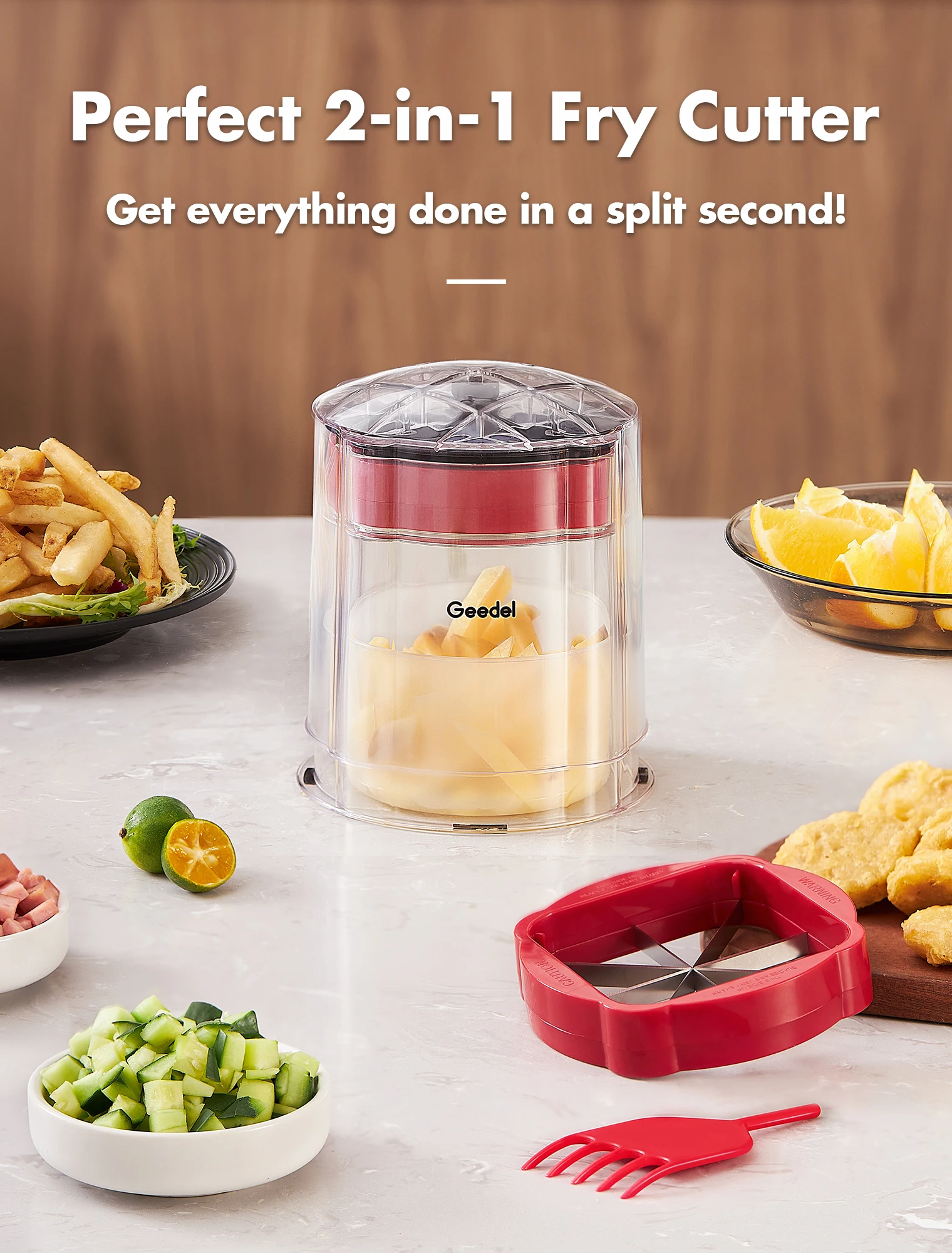 Safe and Easy-to-Clean Multi-Function Manual Food Chopper Plastic Fruit Vegetable Slicer and Cutter