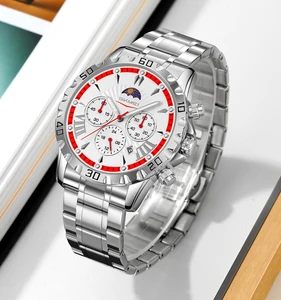 Moon Phase Calendar Waterproof SKMEI 9352 Luxury Gold Stainless Steel Strap Business Antique Sample Wristwatch OEM Logo Men