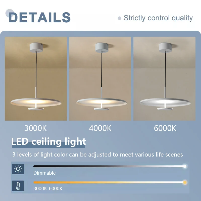 Romantic Modern up and Down Light Ceiling Light Pendant Light Diffuse Reflection Dimming Aluminum up Frosted White LED Acrylic