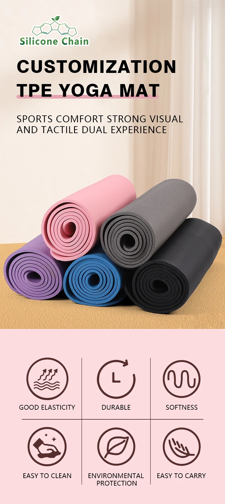 Recyclable Material Ecofriendly Yoga Mat Eva Foam Custom Logo Natural