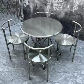 Modern Stainless Steel Restaurant Table with Integrated Hot Pot Foldable for Household and Commercial Use for Hotels Workshops