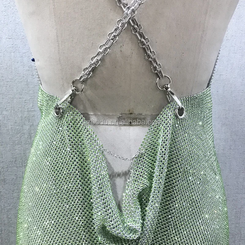 Sexy Metallic Dress Chainmail Dress Rhinestone Dress