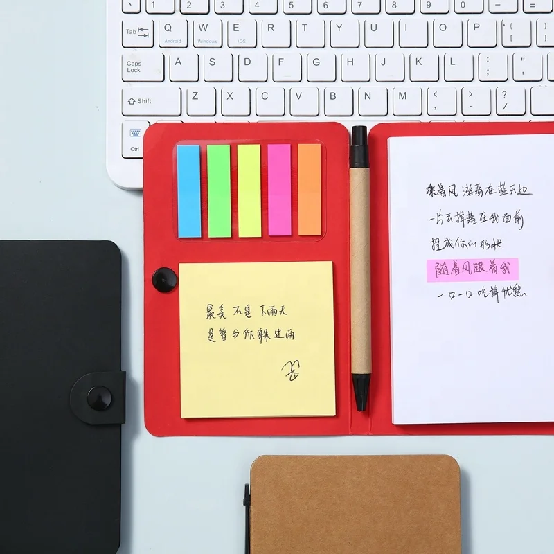 Custom Paper Sticky Notes with logo Self-adhesive Notepad Kraft Cover ...
