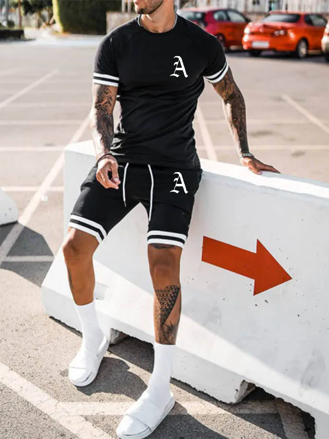 Mens Casual 2 Piece Tracksuit Short Sleeve Top and Shorts Athletic Short Set Outfits Running Jogging Sweatsuits 