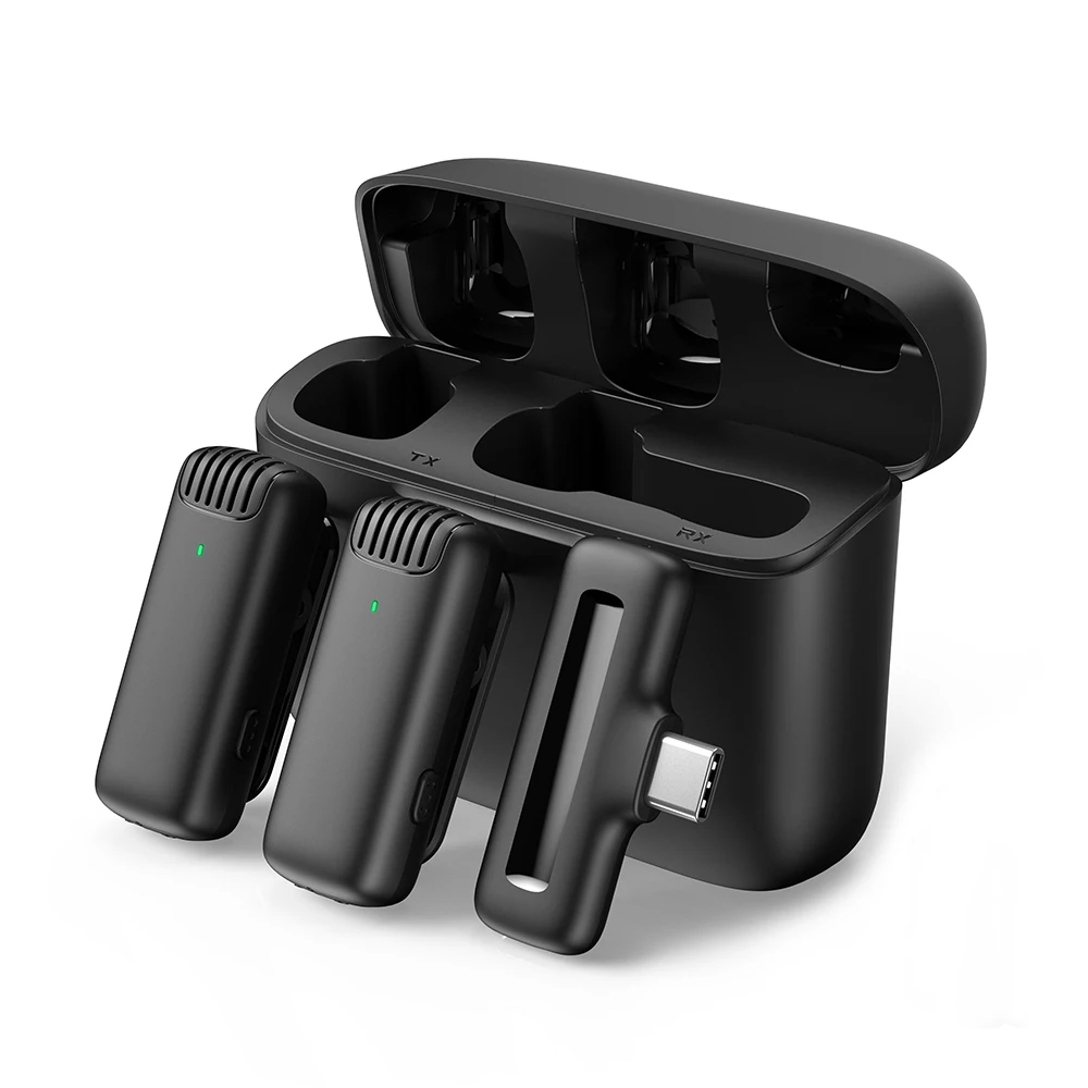 Wireless Lavalier Microphone with Portable Storage Charging Box Noise Reduction Outdoor Live Broadcast Microphone